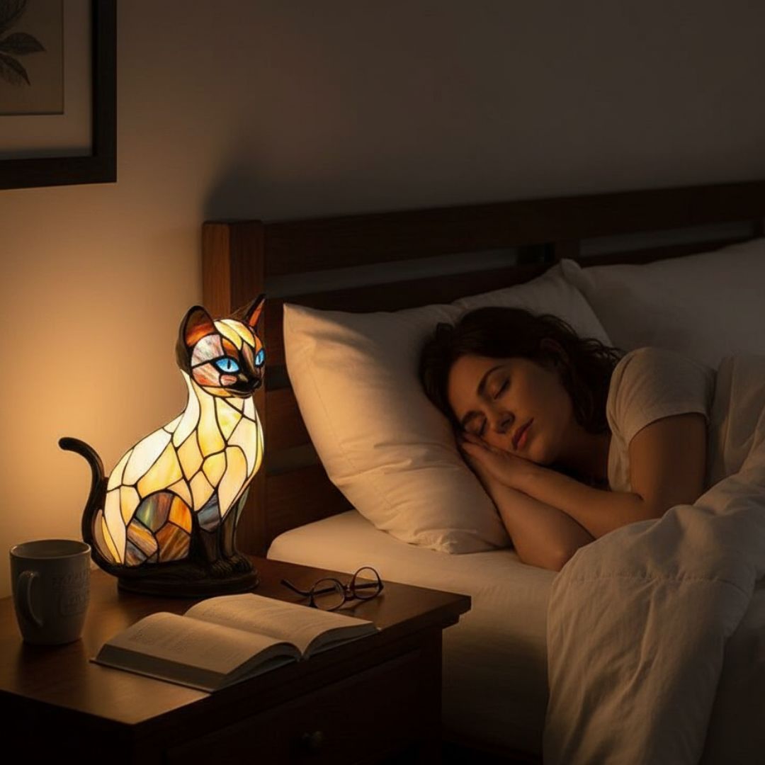 Luna, gata luminosa - inspirada en una lámpara artesanal que hace brillar los corazones