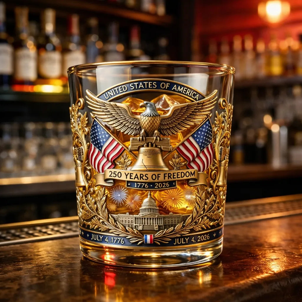 EZTrebdly 250 Years of Freedom Commemorative Whiskey Glass