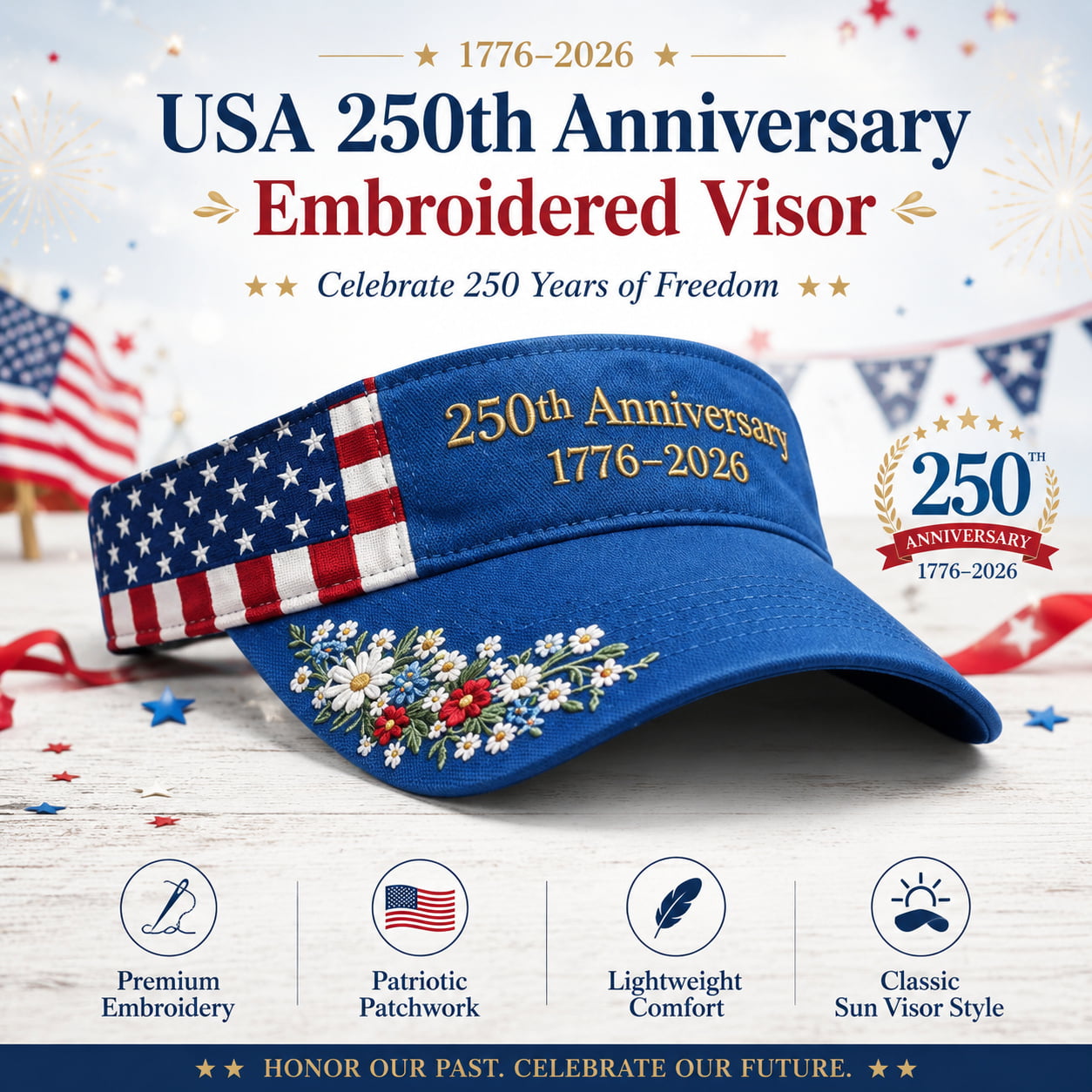 Visera bordada del 250.º aniversario de EE. UU.