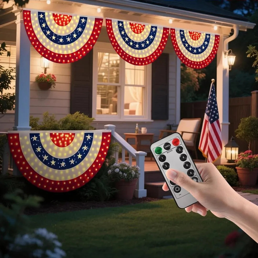 EZTrebdly 3x6 Ft LED Patriotic Bunting Banner for USA 250th