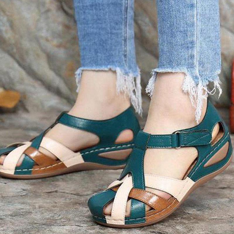 Women's Casual Color Block Adjustable Wedge Sandals
