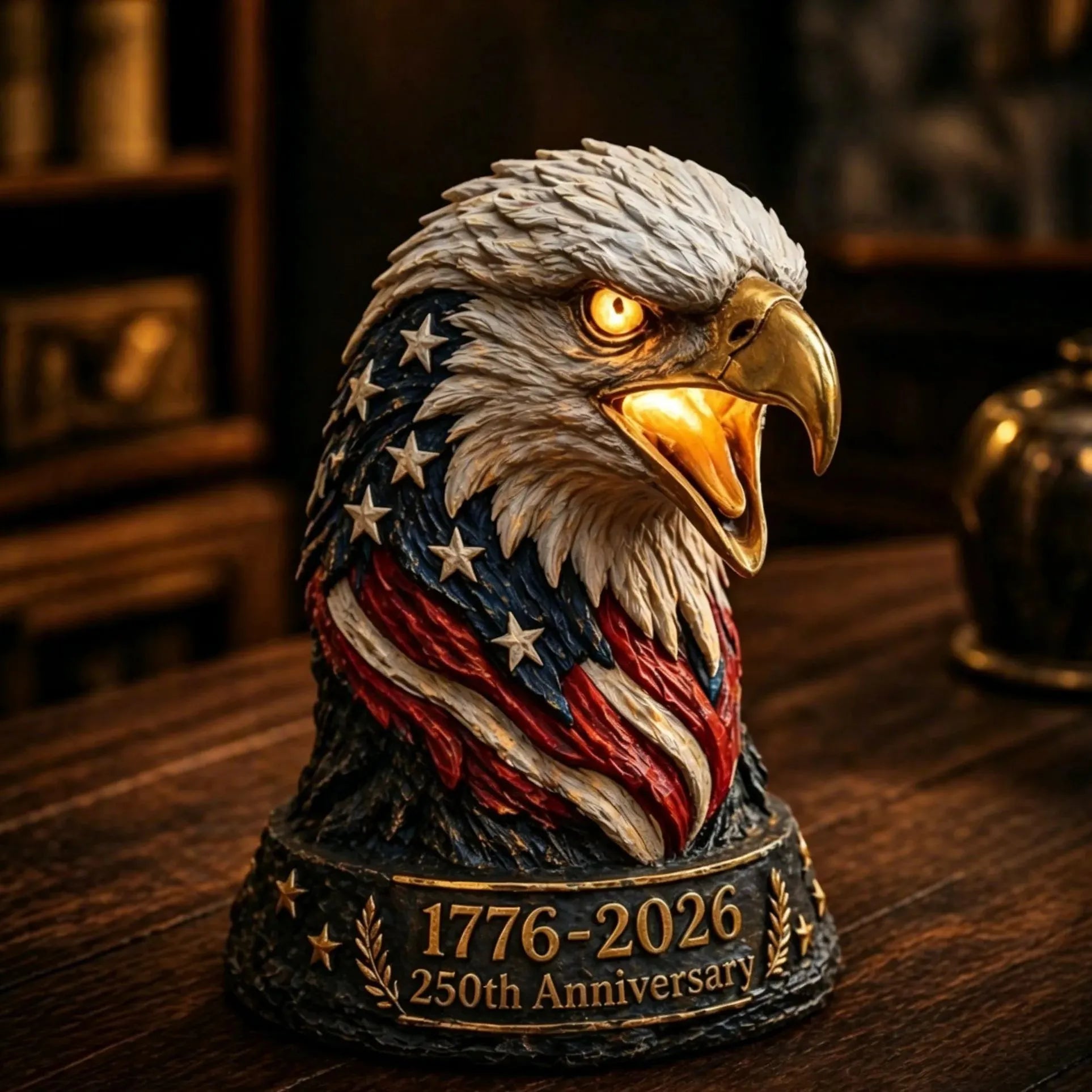 250th Anniversary Patriotic Eagle Figurine Table Lamp