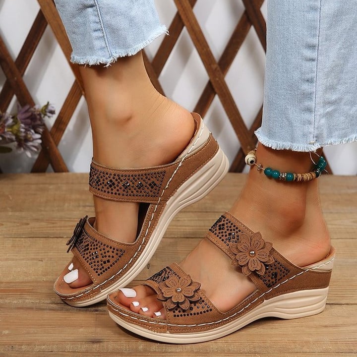 Comfortable Floral Orthopedic Platform Wedge Sandals