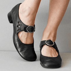 Women's Retro Buckle Orthopedic Low Heel Shoes