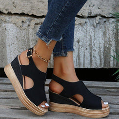 Women's Casual Open Toe Ankle Strap Wedge Sandals