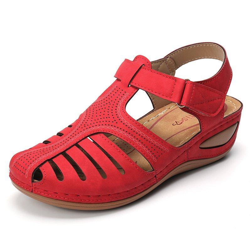 Women's Chunky Heel Cutout Buckle Wedge Sandals