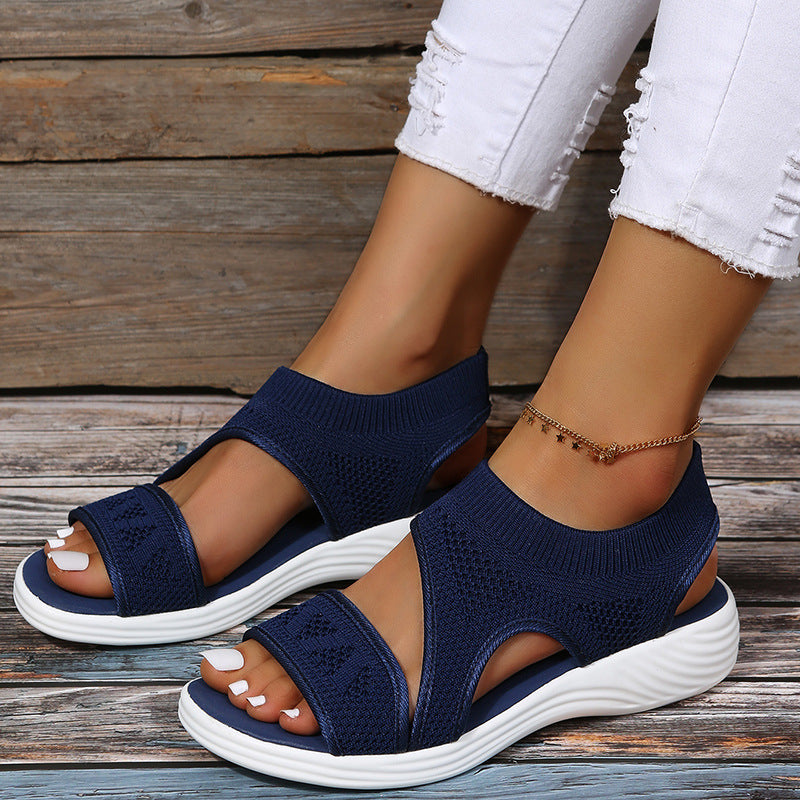 Women's Summer Mesh Hollow Peep Toe Platform Sandals