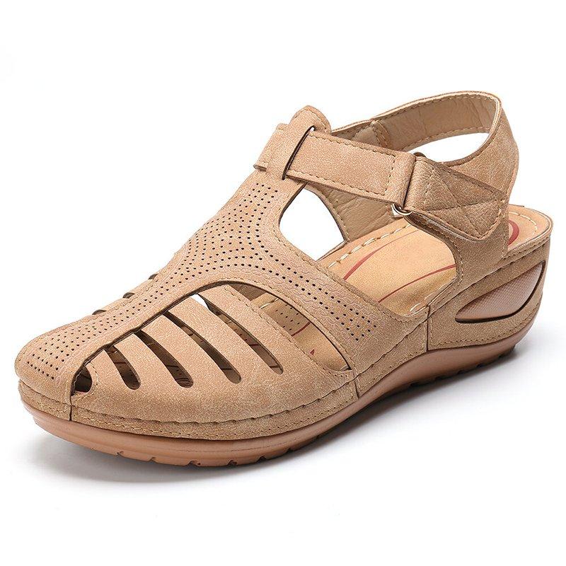 Women's Chunky Heel Cutout Buckle Wedge Sandals