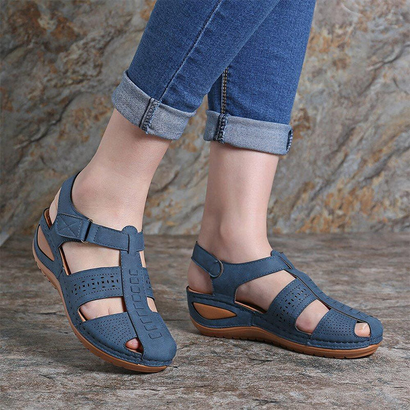 Women's Casual Round Toe Slip-On Wedge Sandals