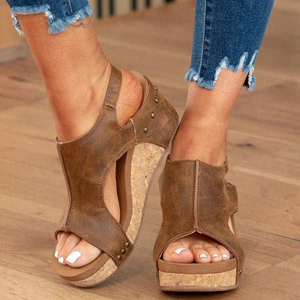 Comfortable Velcro Strap Orthopedic Wedge Sandals