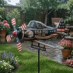 USA 250 Vintage Plane Wind Spinner