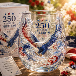 US 250th Anniversary Commemorative Glass - A Toast to 250 Years of Freedom