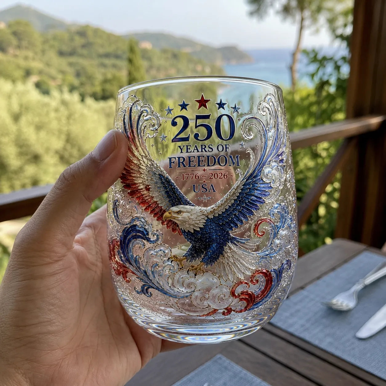 US 250th Anniversary Commemorative Glass - A Toast to 250 Years of Freedom