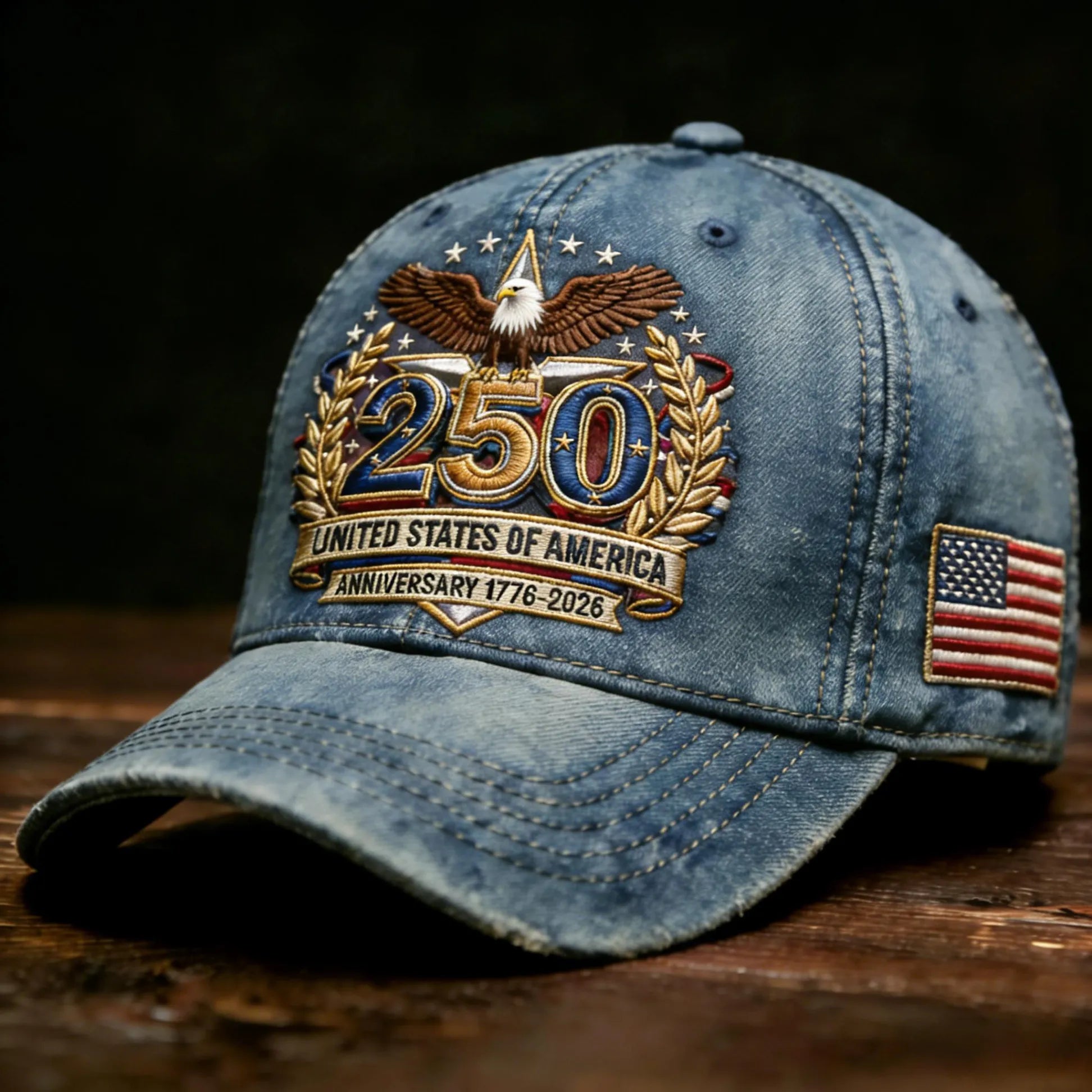 USA 250th Anniversary Premium Embroidered Patriotic Hat