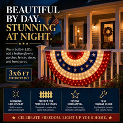 EZTrebdly 3x6 Ft LED Patriotic Bunting Banner for USA 250th