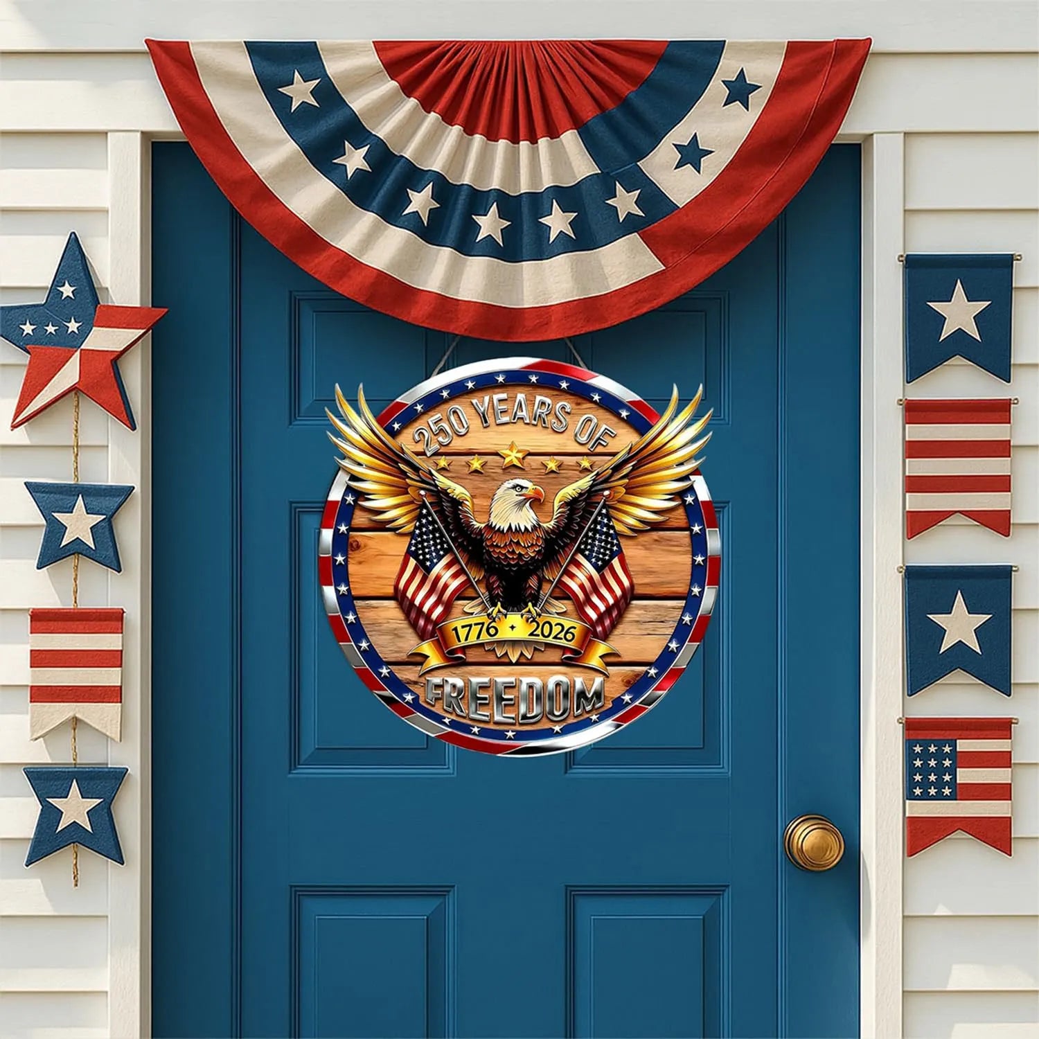 EZTrebdly 250th Anniversary Wooden Door Decor Sign