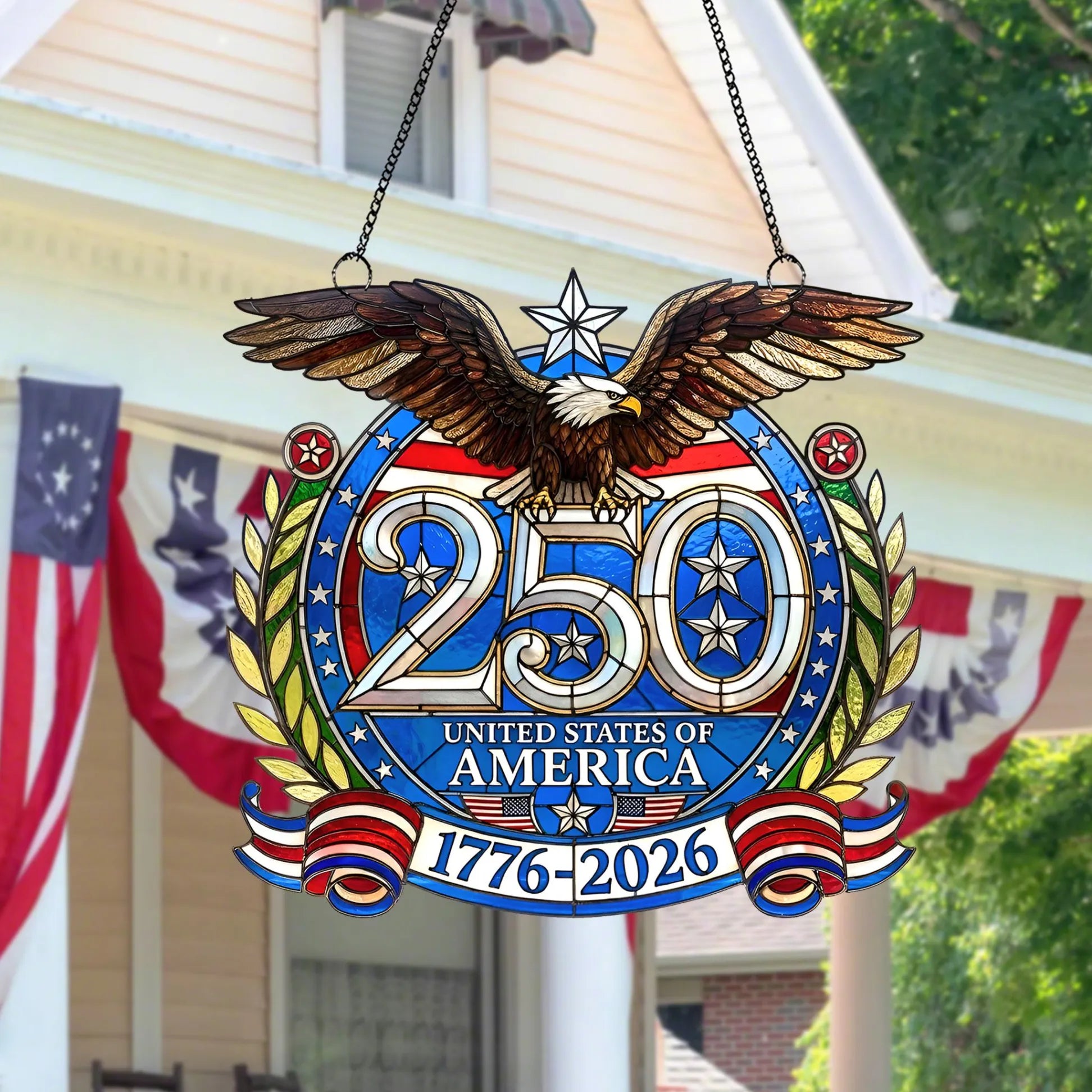 EZTrebdly 250 Years of Freedom Window Hanging Decor