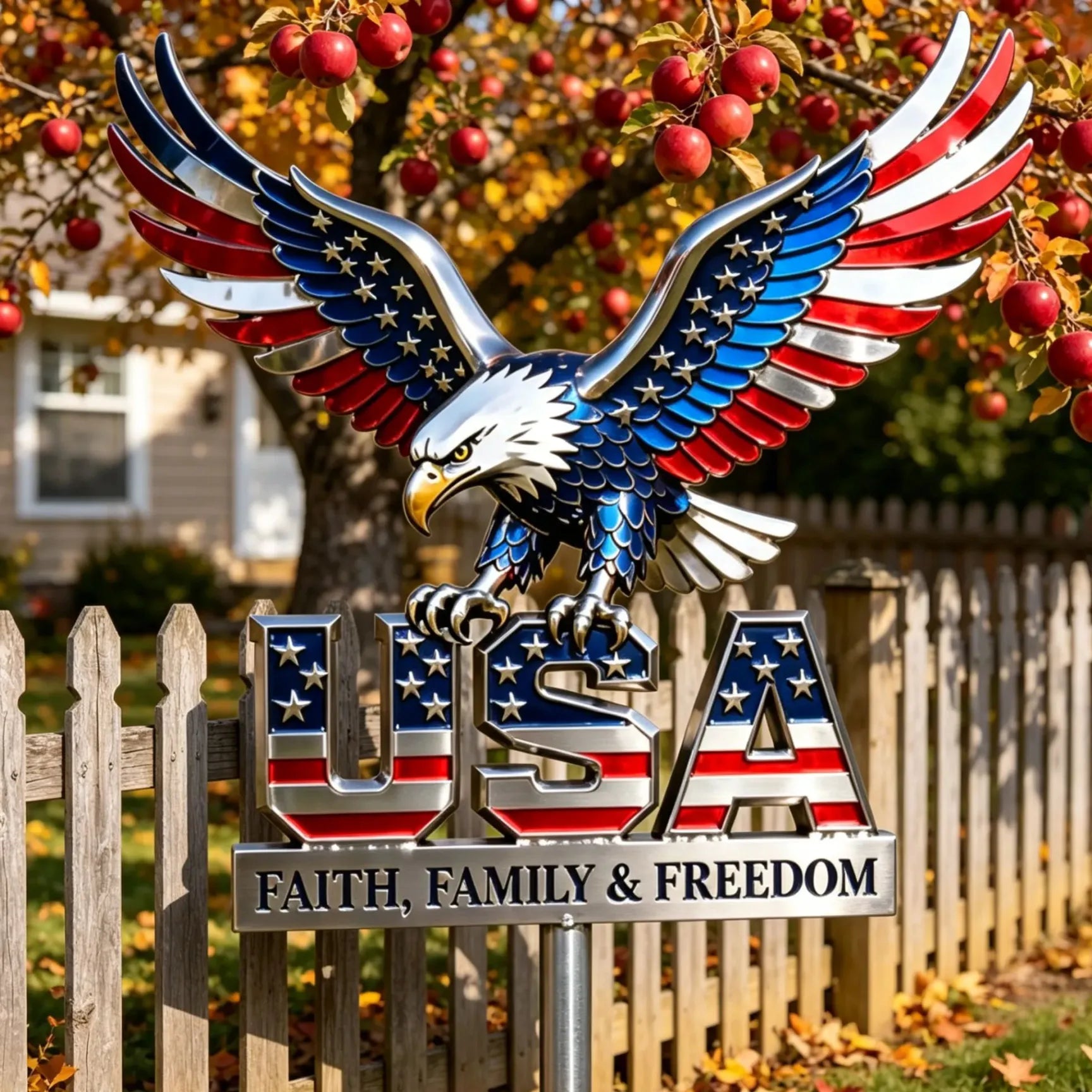 USA 250th Anniversary American Eagle Metal Sign