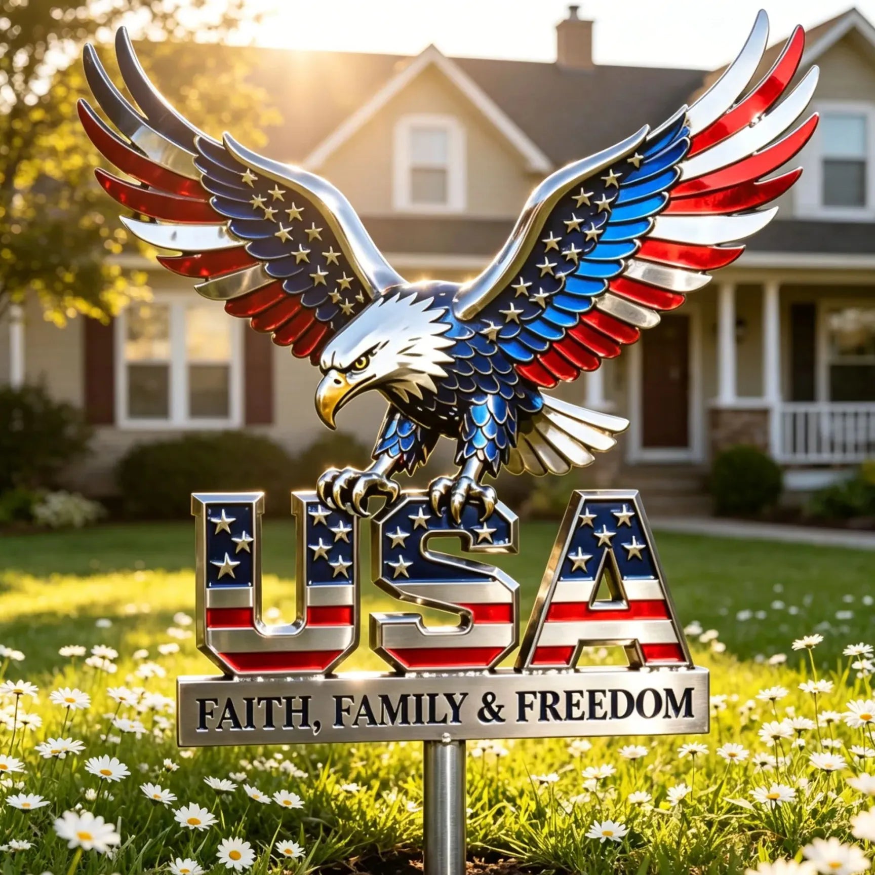 USA 250th Anniversary American Eagle Metal Sign