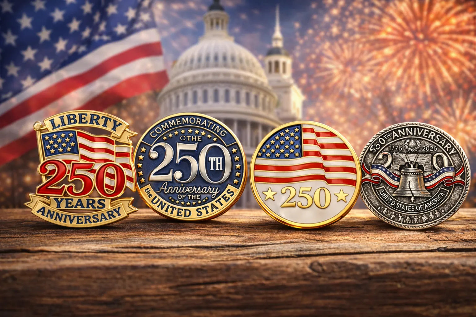 USA 250th Anniversary Commemorative Enamel Lapel Pins
