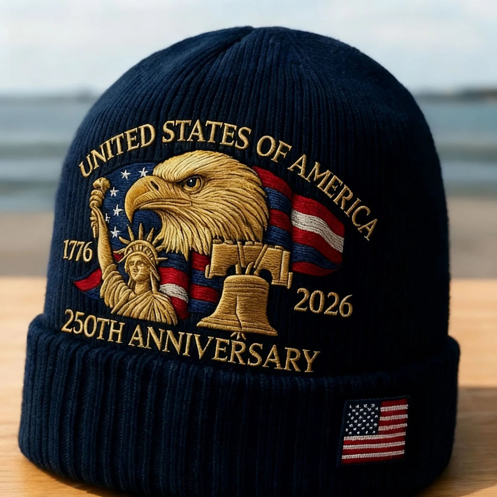 USA 250th Anniversary Knit Beanie Patriotic Winter Hat
