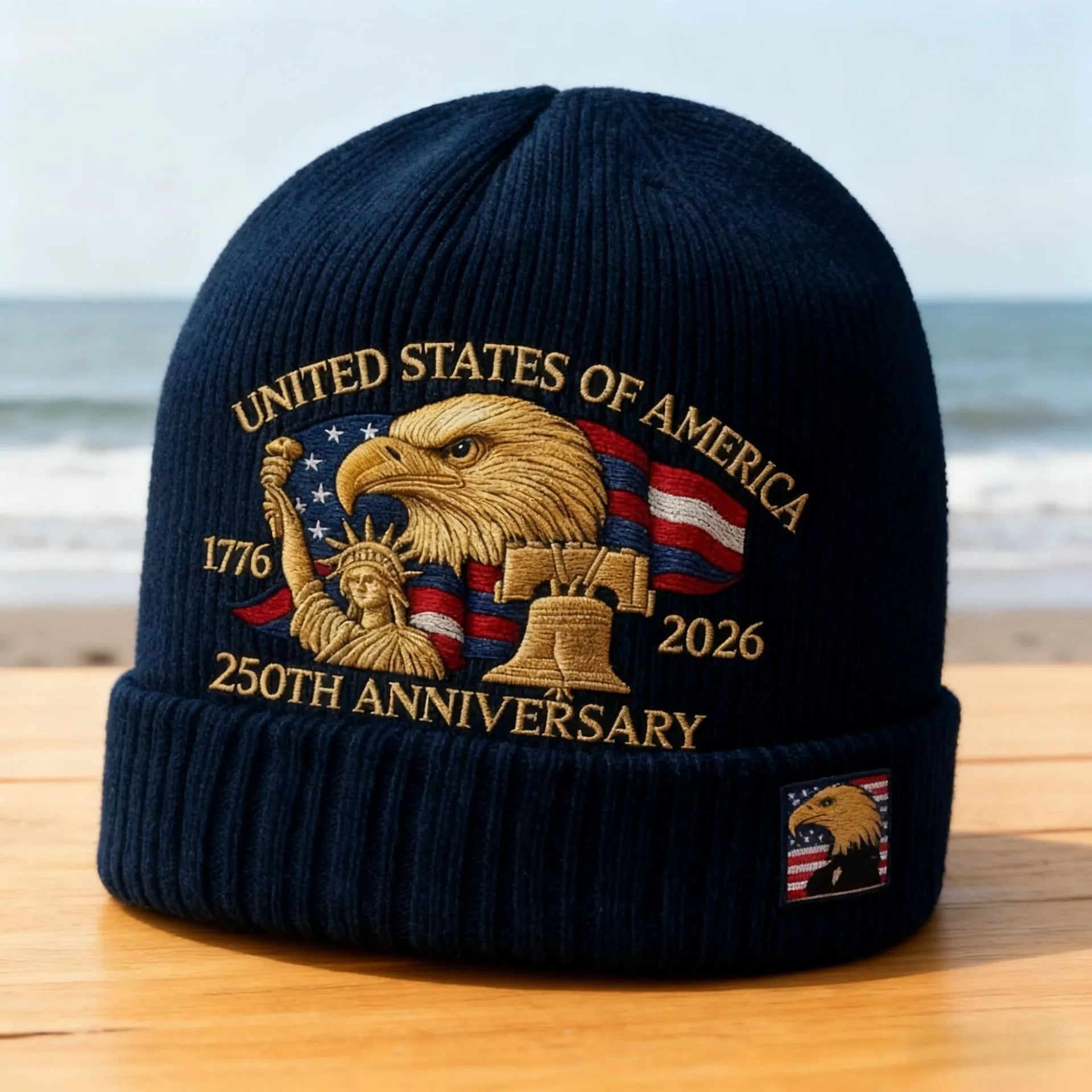 USA 250th Anniversary Knit Beanie Patriotic Winter Hat