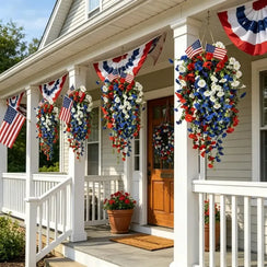 USA 250th Anniversary Patriotic Hanging Flower Basket