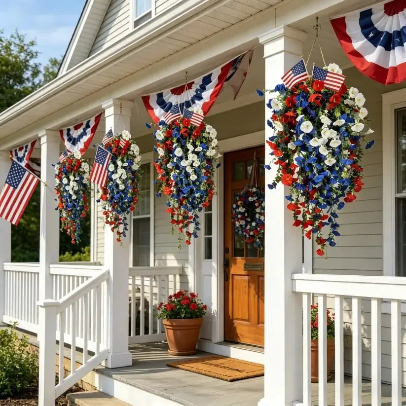 USA 250th Anniversary Patriotic Hanging Flower Basket