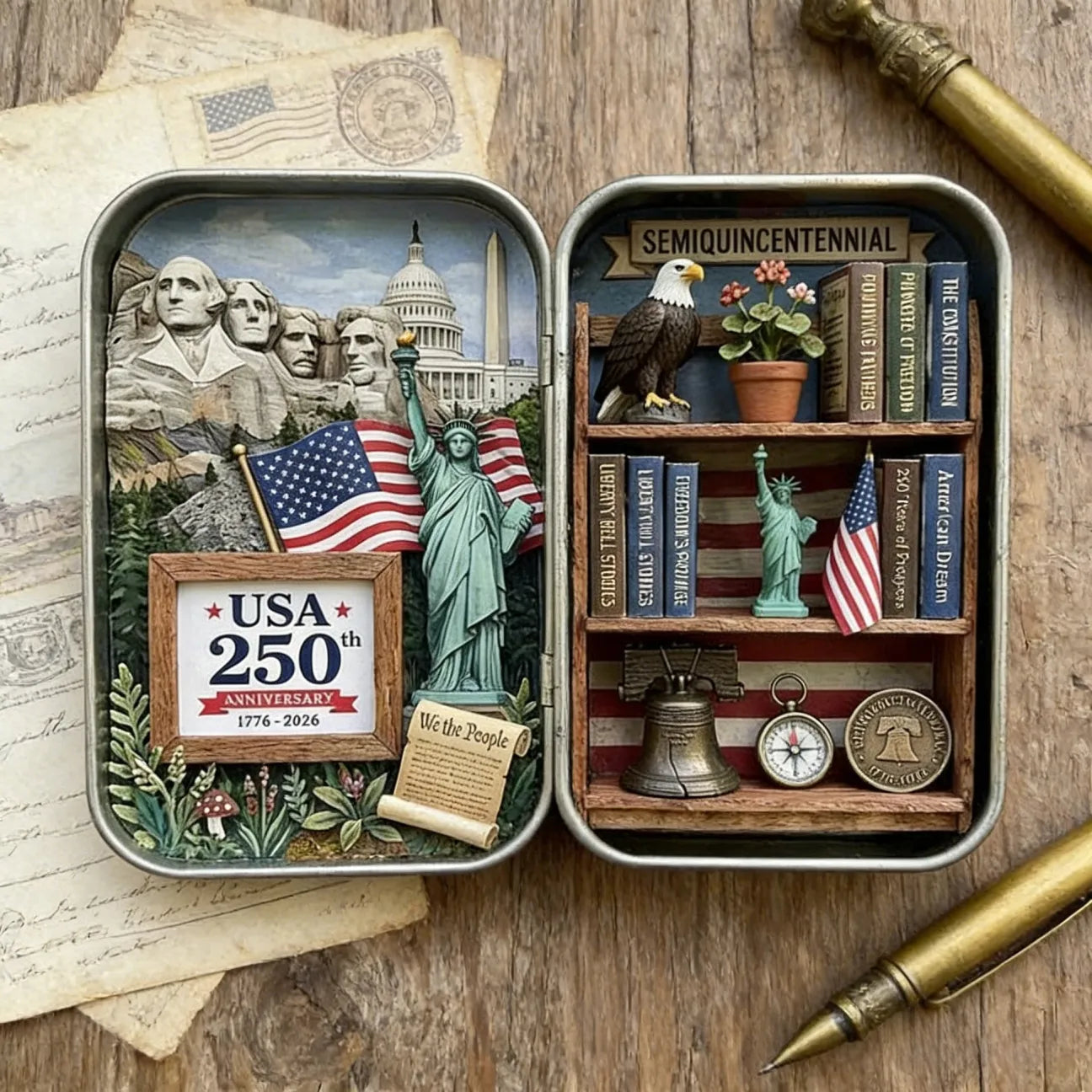 USA 250th Anniversary Pocket Diorama Tin Collectible