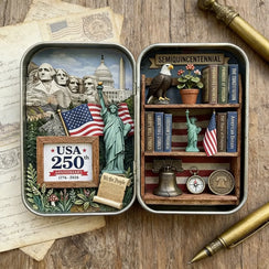 USA 250th Anniversary Pocket Diorama Tin Collectible