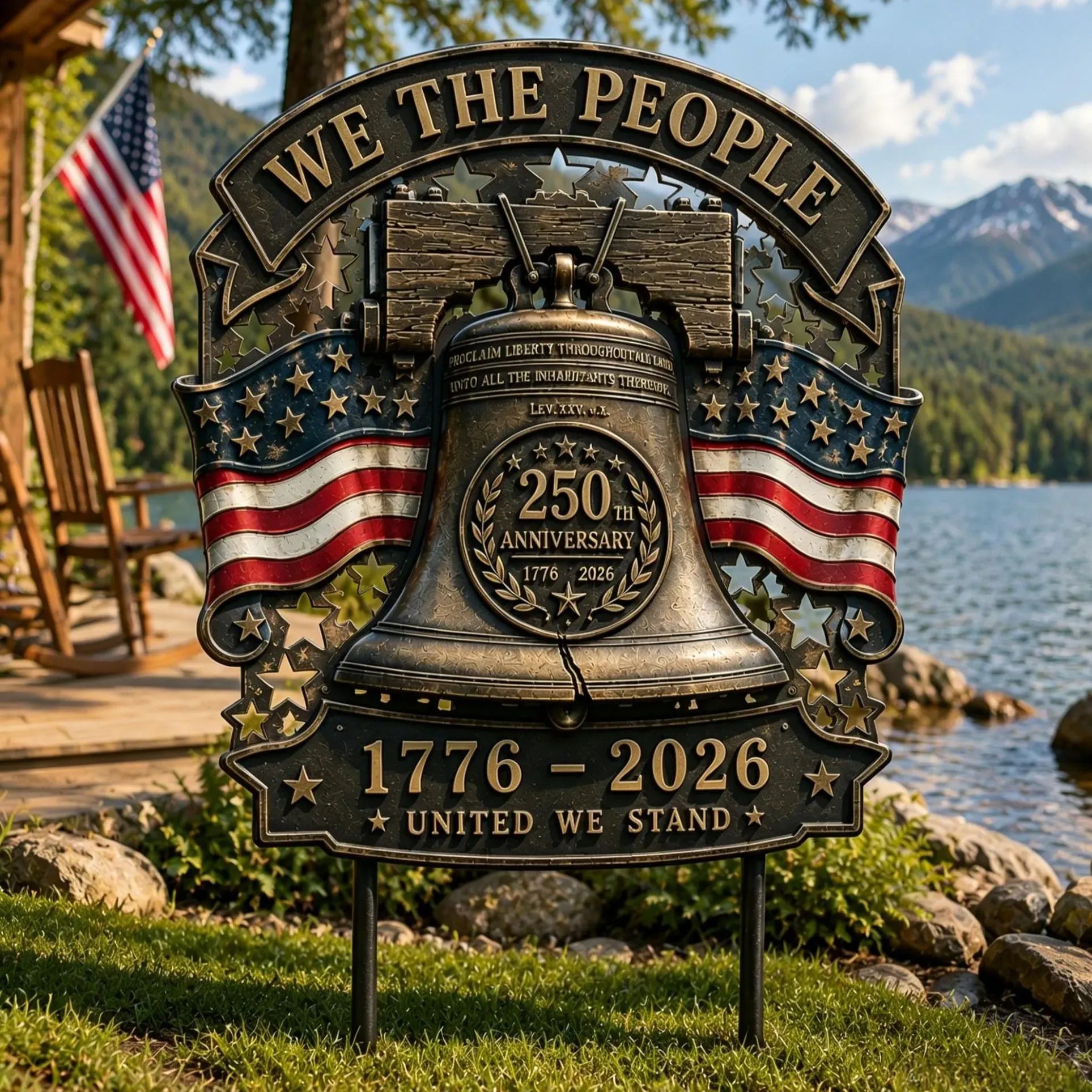 US America 250 Years Garden Stake Patriotic Yard Decor