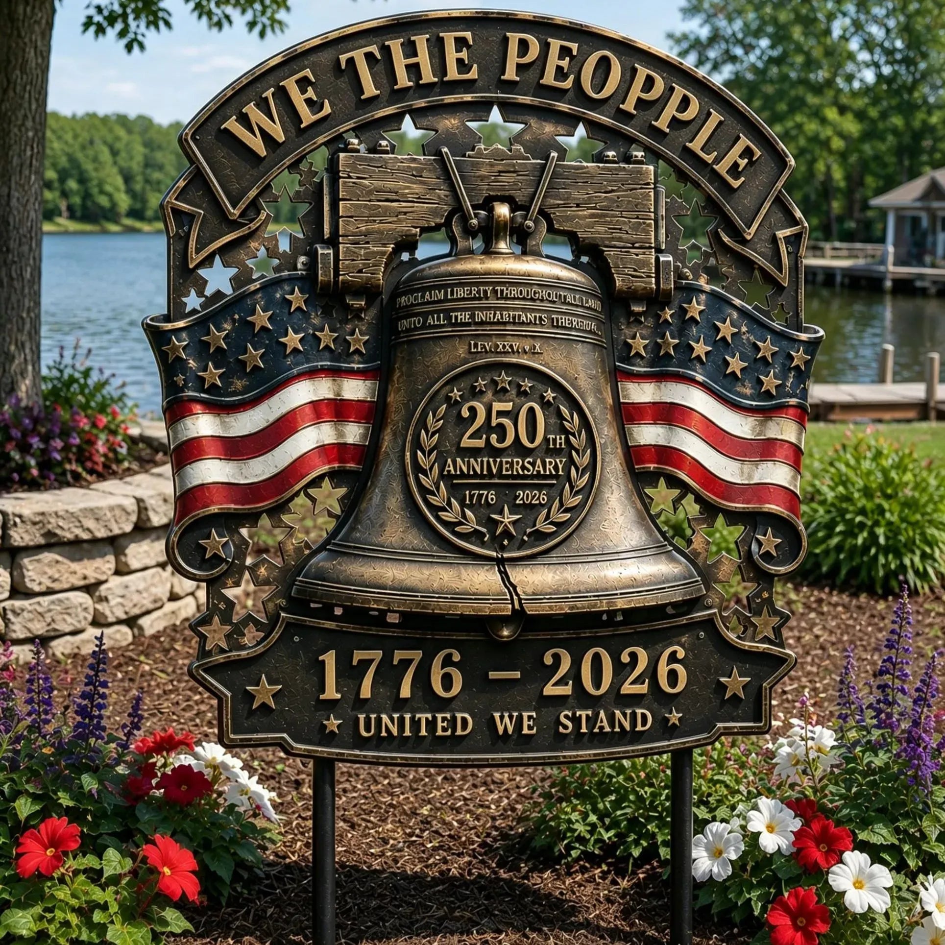 US America 250 Years Garden Stake Patriotic Yard Decor