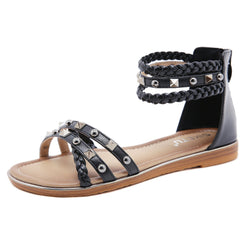 Flache bestickte Sommersandalen im Ethno-Stil für Damen