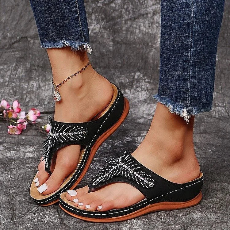 Women's Comfortable Slope Heel Flip Flop Sandals