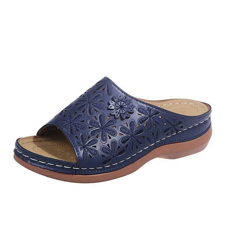 Women's Casual Solid Color Cutout Flat Slippers
