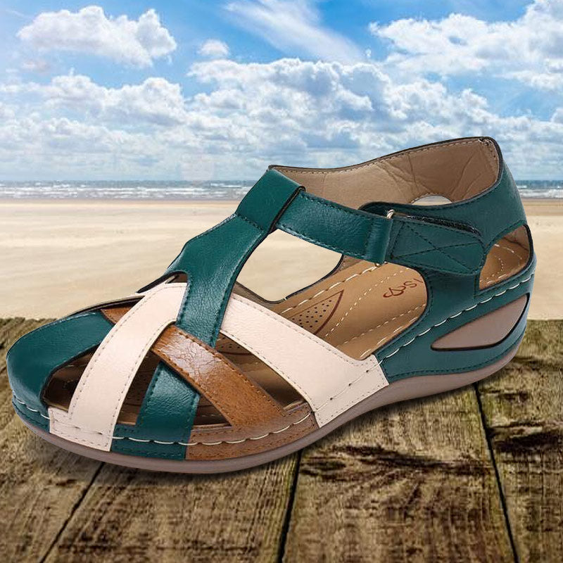 Women's Casual Color Block Adjustable Wedge Sandals