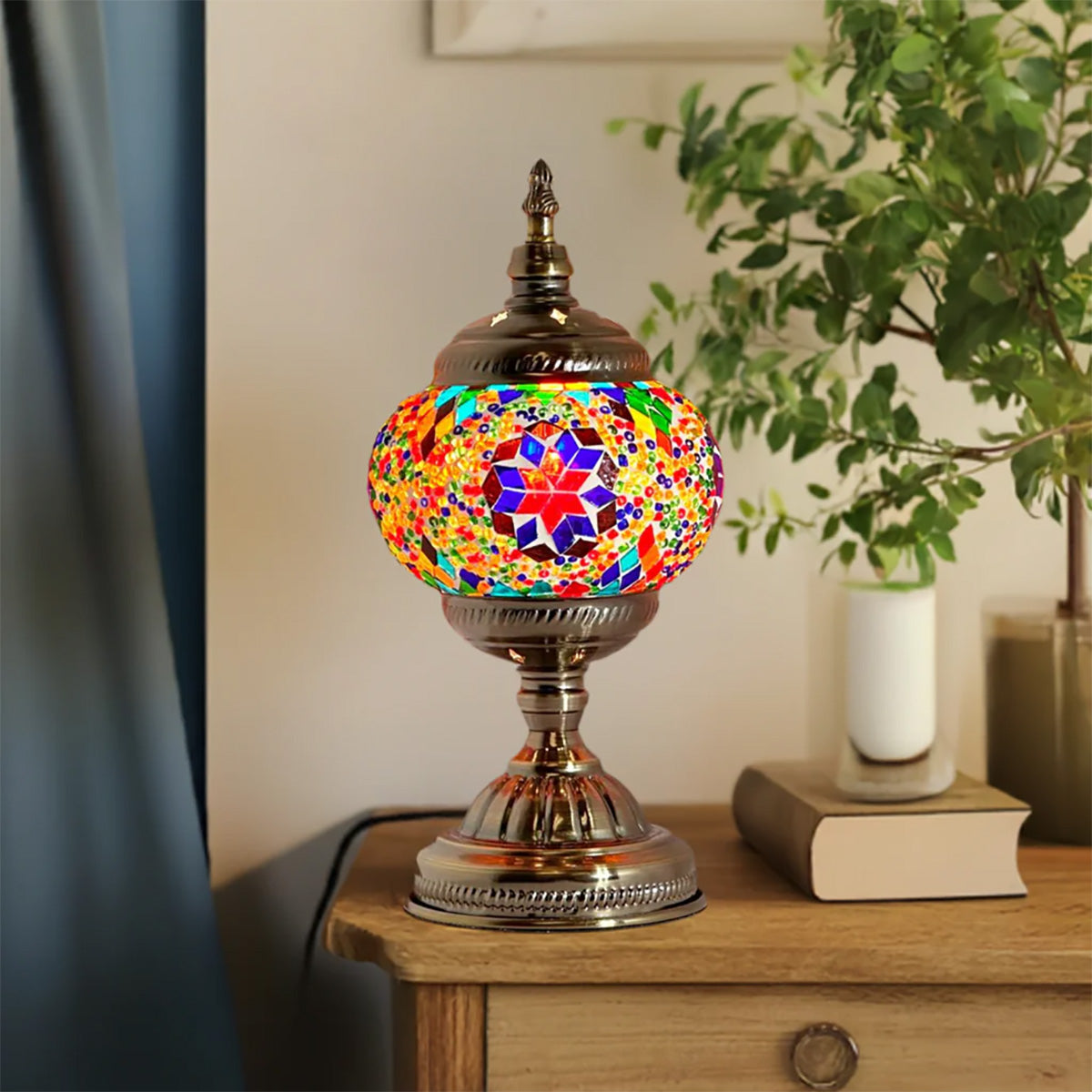 Purple Aurora: Turkish Mosaic Lamp with Rainbow Effect