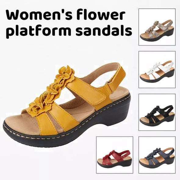 Women's Comfortable Floral Platform Summer Sandals